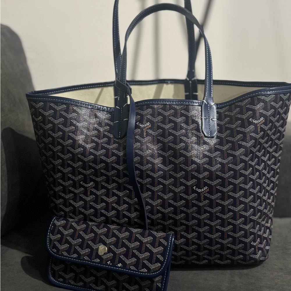 Goyard Blue Geometric Tote Bag